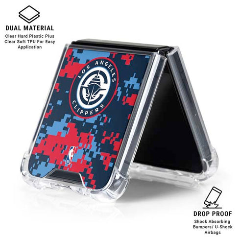 NBA LA Clippers Digi Camo Galaxy Z Flip6 Clear Case